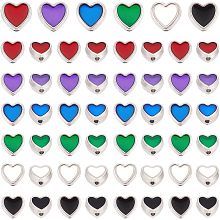 PandaHall Elite 60pcs Heart Shaped Beads, 6 Colors Alloy Enamel Beads Heart Spacer Beads Mini Metal Loose Beads for Necklace Bracelet Earrings Jewelry Making Valentine's Day DIY Crafts, Hole: 1.6mm