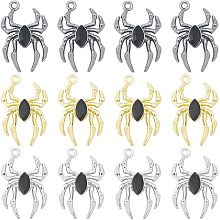 SUNNYCLUE 1 Box 24Pcs Spider Charms Halloween Charm Golden Shiny Silver Rhinestone Glass Beads Black Insect Spider Charms for Jewelry Making Charms DIY Necklace Earrings Keychain Crafts Supplies