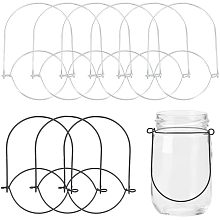 UNICRAFTALE 12Pcs 2 Sizes Mason Jar Wire Hangers 304 Stainless Steel Wire Handles 61~76x67~79mm Inner Diameter Canning Jars Hanger Jar Hanging Hook for Regular Mouth Mason Jar,Platinum,Black