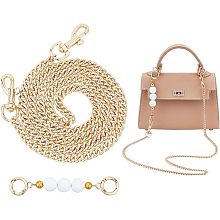 WADORN 2 Pieces Purse Chain Strap, 39.4 Inch Metal Long Bag Chain Replacement 5.4 Inch Round Bead Shoulder Strap Extender Chain Gold Crossbody Chain DIY Shoulder Bag Making Accessories