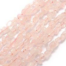 Honeyhandy Natural Rose Quartz Beads Strands, Chip, 3~5x3~5x3~8mm, Hole: 1mm, about 85~90pcs/strand, 15.7 inch(40cm)