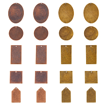 SUPERFINDINGS 40Pcs 10 Style Tibetan Style Metal Tags, Brass Stamping Blank Tag Pendants, Square & Oval & Arrow & Flat Round & Rectangle, Mixed Color, 20~40x12~34x0.5mm, Hole: 1~1.5mm, 4pcs/style