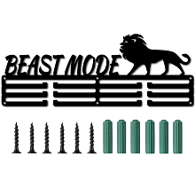 CREATCABIN Beast Mode Medal Holder Sport Words Awards Display Lion Stand Wall Rack Mount Hanger Decor for Champions Home Badge 3 Rung Medalist Running Gymnastics Over 60 Medals Olympic Games Black