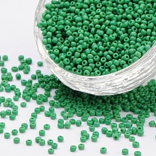 Honeyhandy Glass Seed Beads, Opaque Colours Seed, Round, Pale Green, Size: about 2mm in diameter, hole:1mm, about 30000pcs/pound