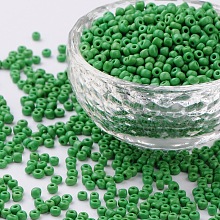 Honeyhandy Glass Seed Beads, Opaque Colours Seed, Round, Pale Green, Size: about 3mm in diameter, hole:1mm, about 10000pcs/pound