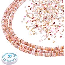 PandaHall Elite 3strands About (40.5~41cm) Strand Puka Shells Bead Strand, Natural Thin Flat SeaGlass Pearl Beads for Bracelets Necklaces Chokers and Anklets, African Disc Spacers