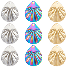 Beebeecraft 30Pcs/Box 3 Colors Teardrop Charms Stainless Steel Ocean Theme Shell Earring Pendants Charms for DIY Jewelry Making Necklace Bracelet