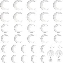 CHGCRAFT 30Pcs 3 Size 201 Stainless Steel Lunar Charms Connectors Links Double Holes Silver Crescent Lunar Pendant Link for DIY Bracelet Earring Necklace Keychain Jewelry Crafts Making