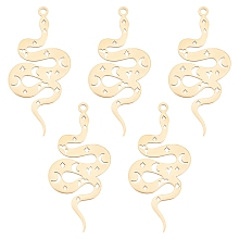 DICOSMETIC 5pcs Stainless Steel Golden Snake Pendants Cobra Snake Charms Punk Snake Pendants Smooth Metal Charms Animal Charms for Bracelet Necklace Earrings Making