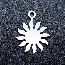 Honeyhandy 201 Stainless Steel Pendants, Stamping Blank Tag Charms, Sun, Stainless Steel Color, 16x12.5x1mm, Hole: 1.5mm