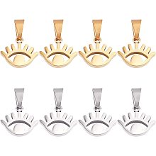 UNICRAFTALE 8Pcs 2 Color Evil Eye Charms Hypoallergenic Charms Stainless Steel Pendants Golden and Stainless Steel Color for DIY Jewelry Making 6x2.5mm Hole