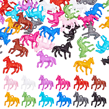 PandaHall Elite 48pcs Opaque Acrylic Pendants 12 Colors Little Horse Animal Resin Charms Horsemanship Pendants Colorful Craft Beads for DIY Keychains Bracelet Necklace Jewelry Making