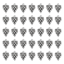 SUNNYCLUE 100Pcs Grape Tibetan Style Alloy Pendants, Cadmium Free & Lead Free, Antique Silver, 20x14.5x4mm, Hole: 1mm