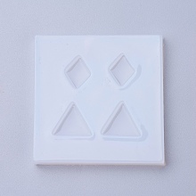 Honeyhandy Silicone Molds, Resin Casting Molds, For UV Resin, Epoxy Resin Jewelry Making, Square with Rhombus and Triangle, White, 48.5x49x6mm, Inner Diameter: 12~13x7~12mm