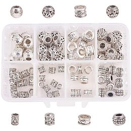 NBEADS Alloy European Beads, Mixed Shapes, Antique Silver, 11x7x3cm