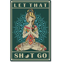 CREATCABIN Let That Shit Go Sign Yoga Poster Vintage Metal Tin Sign for Home Wall Art Decoration, 8 x 12 Inch