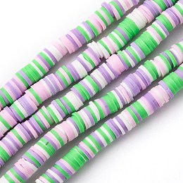 Honeyhandy Handmade Polymer Clay Beads Strands, for DIY Jewelry Crafts Supplies, Heishi Beads, Disc/Flat Round, Pink, 6x0.5~1mm, Hole: 1.8mm, about 290~320pcs/strand, 15.75 inch~16.14 inch(40~41cm)