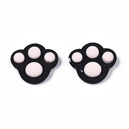 Honeyhandy Opaque Resin Cabochons, Cat Claw Print, Black, 12.5x14x4mm