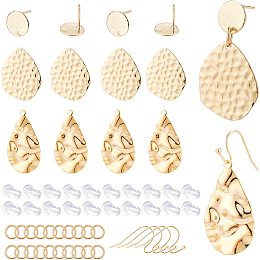 BENECREAT 86pcs Jewelry Making Kits, Incluede 8pcs 18K Gold Plated Nuggets Teardrop Pendants 4pcs Stud Earring 4pcs Earring Hooks 20pcs Jump Rings 50pcs Ear Nuts