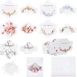 PandaHall Elite 100pcs Display Cards Jewelry Holder Cards Flower Card with 100pcs Plastic Seal-Sealing Bag 120 Earring Backs for Earring Necklace Small Business Selling Packaging DIY 8x8.5cm