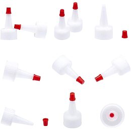 PandaHall Elite 50 Pack Red-Tip Caps Plastic Bottle Caps Yorker Dispensing Cap with Red Seal Replacement Caps for Squeeze Bottles Glue Bottles, Neck Diameter: 26mm, 24-410 Finish