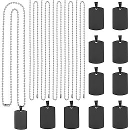 UNICRAFTALE DIY Engravable Necklace Kit Including Rectangle Engravable Blank Tags 60cm Necklace Chains 304 Stainless Steel Engravable Blank Pendant Necklace Making for Women Men