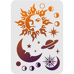 FINGERINSPIRE Moon Sun Planet Stencil Decoration Template 29.7x21cm/11.6x8.3 inch Plastic Space Planet Stars Drawing Painting Stencils Rectangle Reusable Stencils for Painting and DIY Projects