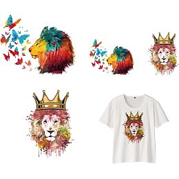 NBEADS 4 Pcs Lion Heat Transfer Stickers, Iron On Transfer Patches Butterfly Crown Pattern DIY PET Iron On Transfers Patches Iron On Decals for T-Shirt Sweatshirt Backpack Clothing Applique