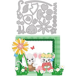 GLOBLELAND 1Sheet Mouse with Cloth Cut Dies Daisies and Rose Flower Embossing Template Mould Butterfly Die Cuts for Spring and Summer Card Scrapbooking Card DIY Craft