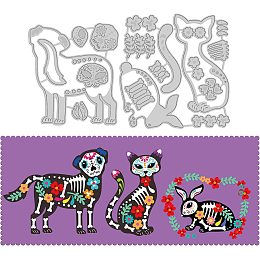 GLOBLELAND Day of The Dead Die Cuts Animal and Flower Embossing Template Leaves Carbon Steel Die Set for Card Scrapbooking Card DIY Craft