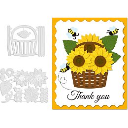 GLOBLELAND Sunflower Cutting Dies Flower Basket Metal Die Cuts Carbon Steel Stencil Template Metal Crafting Dies Cutting for Card Making Scrapbooking Decoration