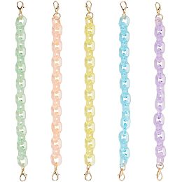 WADORN 5 Colors Acrylic Purse Chain Strap, 11.6 Inch Short Handbag Handle Chain Replacement Colourful Transparent Acrylic Bag Decoration Charms Chain Accessories for Women Clutch Bag Underarm Bag