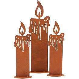 GORGECRAFT 3PCS Candle Decor Metal Steel Silhouette with Rusted Patina Statue Figurine for Yard Garden Home Office Art Decorative Ornament