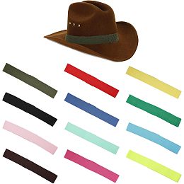 CHGCRAFT 12Pcs 12 Colors Stretchable Hat Band Ribbons Rubber Overlay Hat Bands for Hat Accessories Costume Headwear, Mixed Color