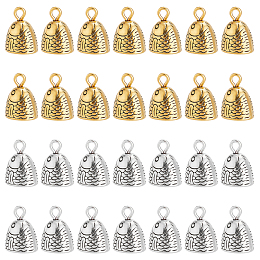 PandaHall Elite 28Pcs 2 Colors Alloy Pendants, Fish Head, Antique Silver & Antique Golden, 10.5x8x4mm, Hole: 1.5mm, 14pcs/color