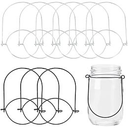 UNICRAFTALE 12Pcs 2 Sizes Mason Jar Wire Hangers 304 Stainless Steel Wire Handles 61~76x67~79mm Inner Diameter Canning Jars Hanger Jar Hanging Hook for Regular Mouth Mason Jar,Platinum,Black