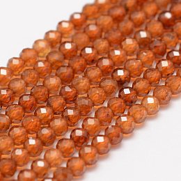 Honeyhandy Natural Garnet Beads Strands, Faceted, Round, 3mm, Hole: 0.5~0.6mm, about 127~135pcs/strand, 15.3~15.7 inch(39~40cm)