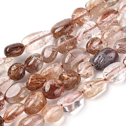 Honeyhandy Natural Rutilated Quartz Beads Strands, Nuggets, 5.5~10.5x5.5~7x2.5~6.5mm, Hole: 0.8mm, about 54pcs/strand, 15.94 inch(40.5cm)