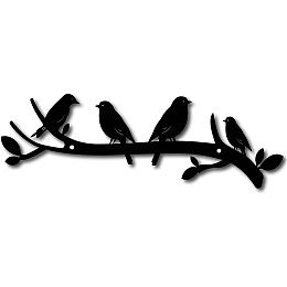 CREATCABIN Love Birds on a Branch Metal Wall Decor Tree Art Metal Bird Garden Wall Art Signs Black Hanging for Christmas Halloween Home Decoration Indoor Outdoor Garden Aesthetic Bedroom 12x4inch