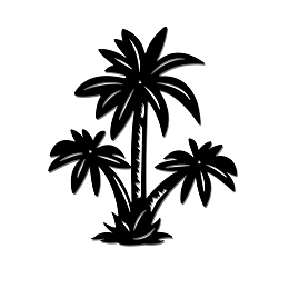 SUPERDANT Metal Wall Art Coconut Tree Art Wall Decor Hanging Plaques Ornaments Iron Black Wall Art Sculpture Sign Wrought Iron Wall Decor 300x257mm