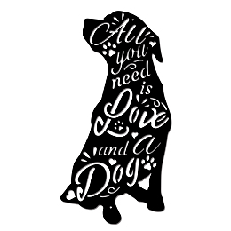 SUPERDANT Metal Dog Wall Art Decor All You Need is Love And a Dog Black Dog Cutout Metal Wall Decorations for Home Garden Office Living Room Indoor Outdoor Decorations