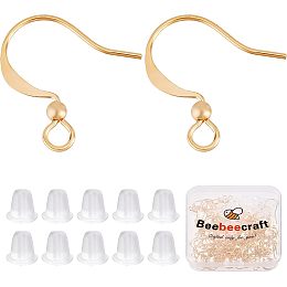 SUNNYCLUE 1 Box 100Pcs Real 18K Gold Plated French Earring Hooks