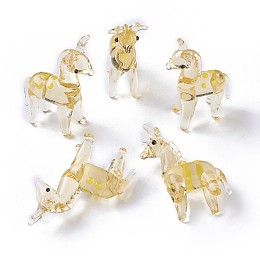 Honeyhandy Home Decorations, Handmade Lampwork Display Decorations, Horse, Gold, 25~30x12~16x34~38mm