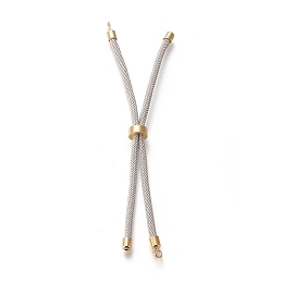 Honeyhandy Nylon Twisted Cord Bracelet Making, Slider Bracelet Making, with Eco-Friendly Brass Findings, Round, Golden, Light Grey, 9 inch(22.8cm), Hole: 2.8mm, Single Chain Length: about 4-1/2 inch(11.4cm)