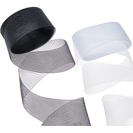 NBEADS 20 Yards 2 Colors Stiff Horsehair Braid, Horsehair Mesh Braid Trim 7.5mm Wide Polyester Stiff Ribbons for Boning Sewing Wedding Dress Gowns Skirt Hat Accessories, Gift Wrapping, White and Black