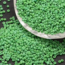 Honeyhandy 8/0 Glass Seed Beads, Grade A, Round, Opaque Colours, Lime Green, 2.8~3.2mm, Hole: 1.0mm, about 15000pcs/pound