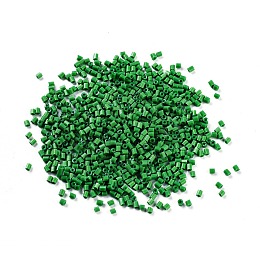 Honeyhandy 11/0 Two Cut Round Hole Glass Seed Beads, Hexagon, Opaque Colours, Green, 2~2.5x2mm, Hole: 0.8mm, about 12857pcs/pound