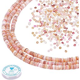 PandaHall Elite 3strands About (40.5~41cm) Strand Puka Shells Bead Strand, Natural Thin Flat SeaGlass Pearl Beads for Bracelets Necklaces Chokers and Anklets, African Disc Spacers