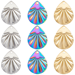 Beebeecraft 30Pcs/Box 3 Colors Teardrop Charms Stainless Steel Ocean Theme Shell Earring Pendants Charms for DIY Jewelry Making Necklace Bracelet