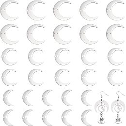 CHGCRAFT 30Pcs 3 Size 201 Stainless Steel Lunar Charms Connectors Links Double Holes Silver Crescent Lunar Pendant Link for DIY Bracelet Earring Necklace Keychain Jewelry Crafts Making